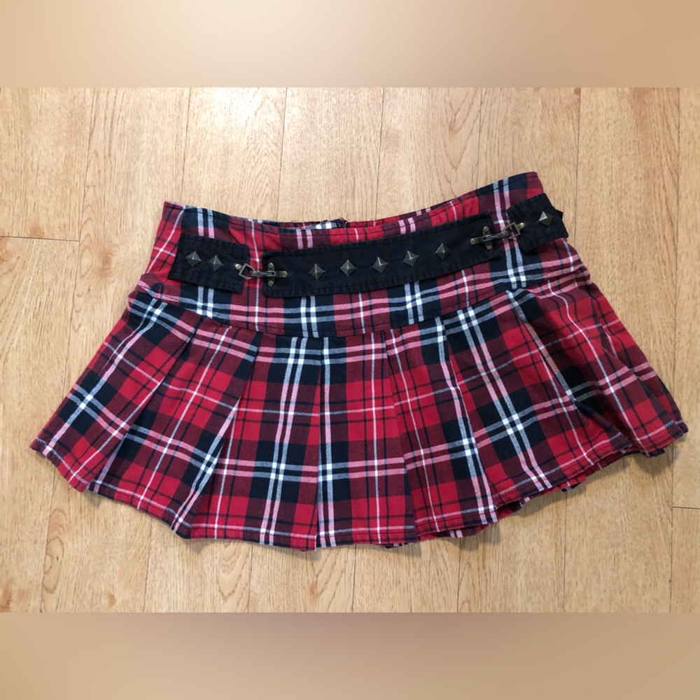 Y2K Abbey Dawn Avril Lavigne red plaid micro mini skirt